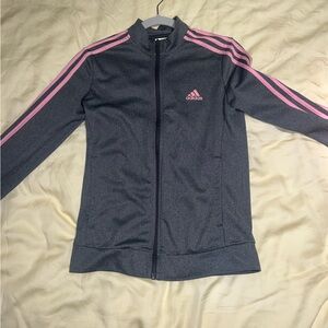 Adidas Charcoal and Pink Zip-Up Jacket
